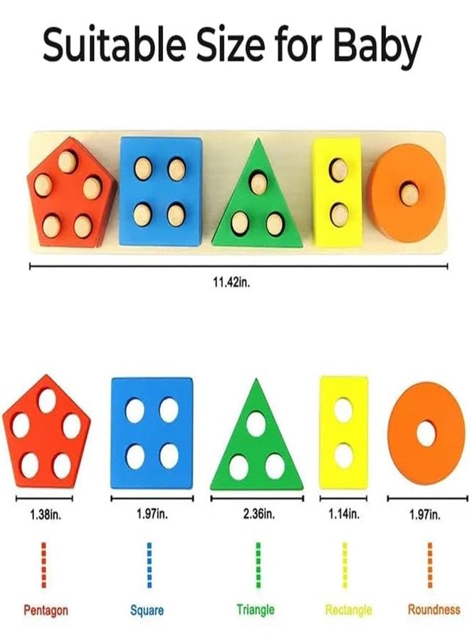 سمونيو لوحة مونتيسوري تعليمية خشبية للأطفال من سمونيو مع مكعبات ملونة لتمييز الأشكال والألوان، لعبة ألغاز لفرز الأشكال الهندسية، لعبة تكديس للأطفال الصغار، 5 أشكال، 20 قطعة - Image 5